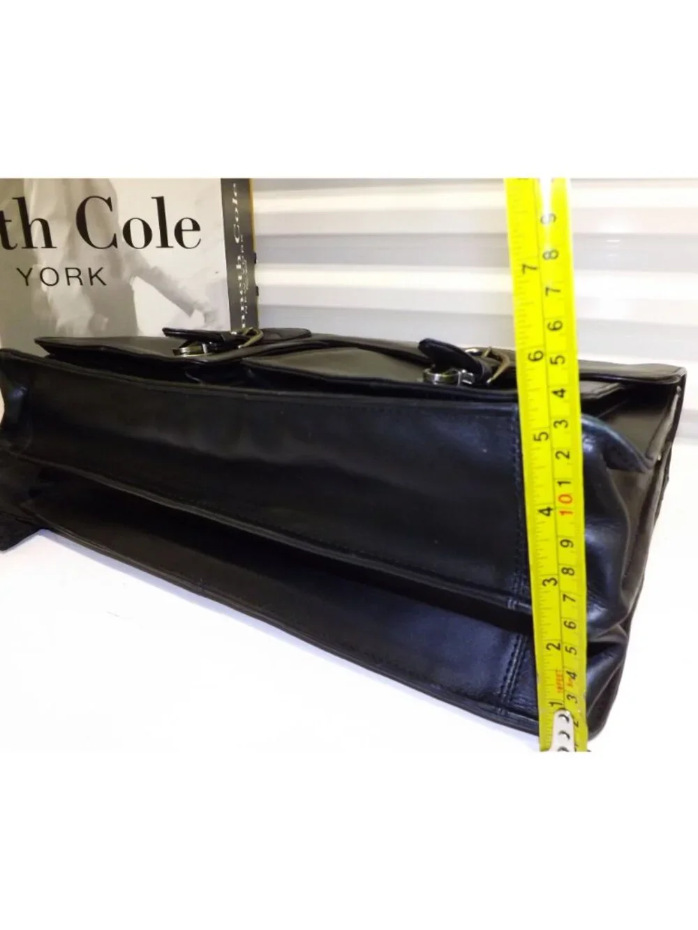 Kenneth Cole New York Black Gen Leather Laptop Briefcase W/ Dust Bag & Box New